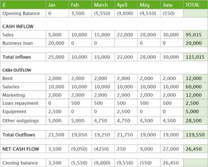 Cash flow forecast template business use step guide